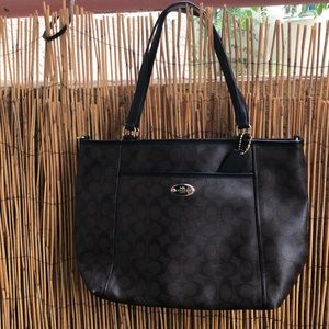 Leather coach tote bag